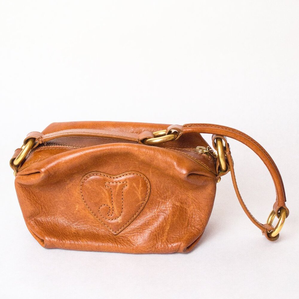 Juicy Couture Light Brown Leather Handbag Purse with Golden Accents